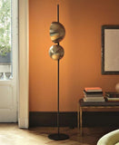 Oluce, Anodized Brass Floor Lamp, Black Rod, Superluna model, L3321OR