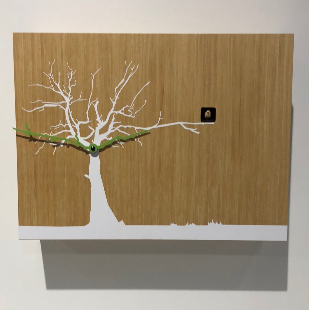 Progetti, CùCùRùKù clock in BIANCO tree oak, model 1769, R. Paolino and M. Fusi