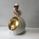Enzo De Gasperi, portacandela angelo in ceramica, h31 x d18 cm