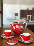 Pip Studio, piattino per bustina da tè Blushing Birds rossa, D9 cm, porcellana