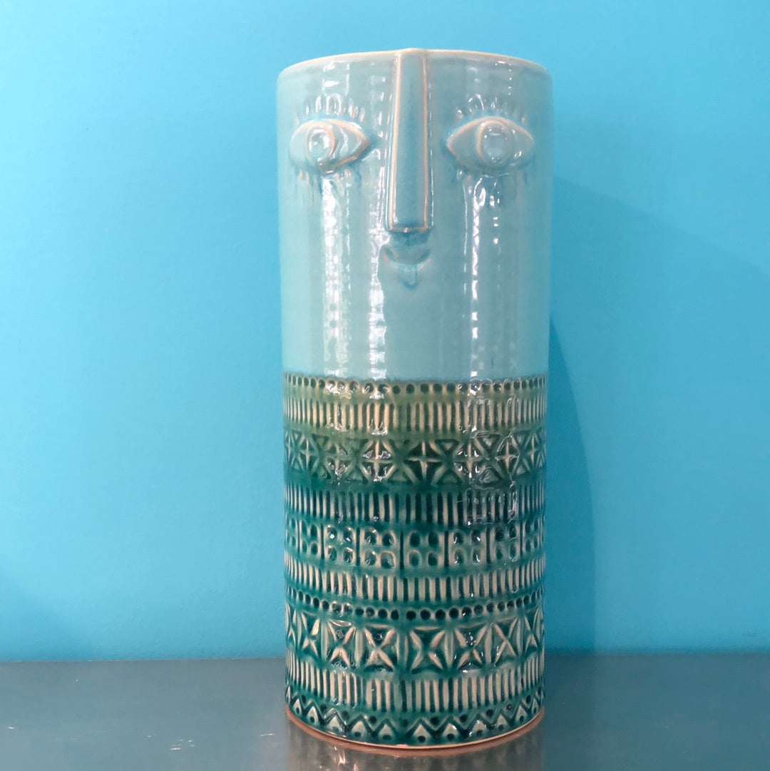 Enzo De Gasperi, small blue Maui vase, ceramic, h 36 x d15 cm