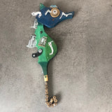 Artestò, Seahorse Blue head chain, wood and scrap mechanical parts, 40x25x5 cm