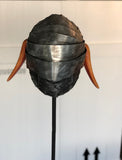 Paolo Fiorellini, "Aries" mask, Ecce Homo, aluminum, wood and jute canvas, 30x180