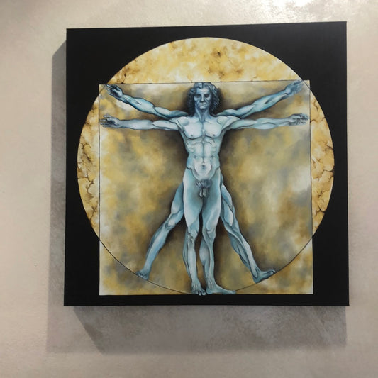 Dorta Raffaella, painting "Vitruvian Man", oil on canvas, 70x100