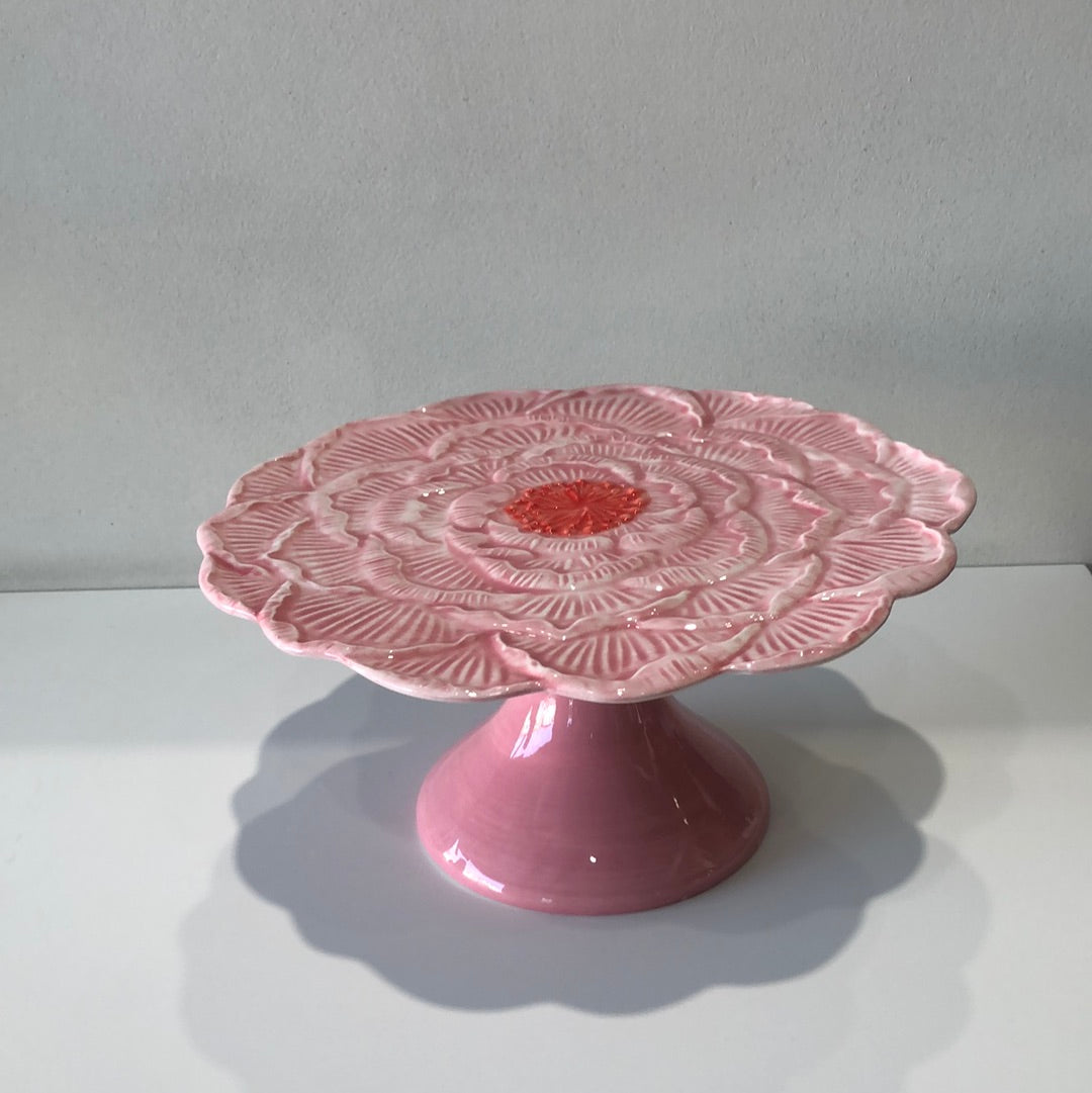 Enzo De Gasperi, alzata peonia rosa, ceramica, h13xd26