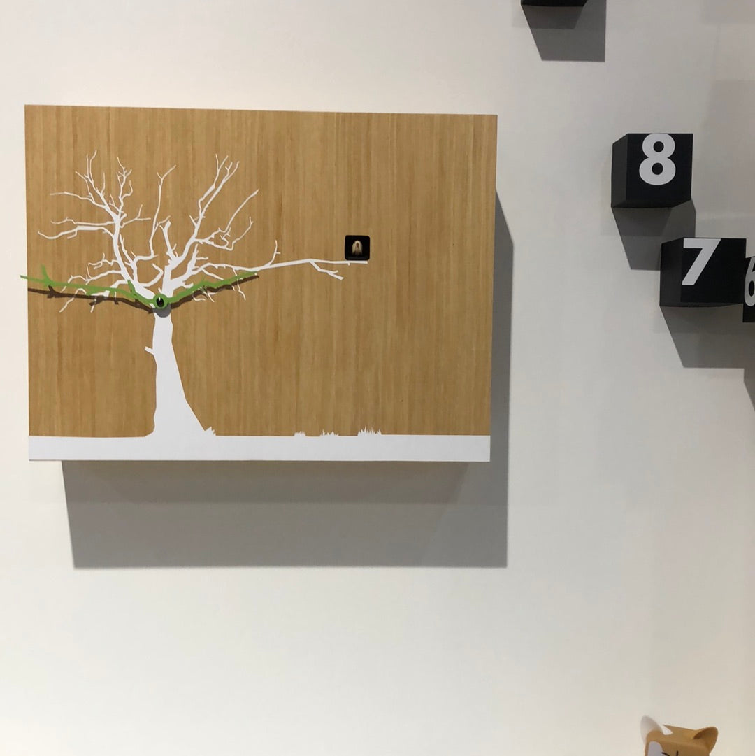 Progetti, CùCùRùKù clock in BIANCO tree oak, model 1769, R. Paolino and M. Fusi