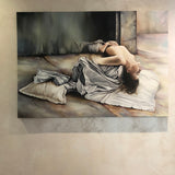 Dorta Raffaella, quadro "Donna con Lenzuola", olio su tela, 100x70