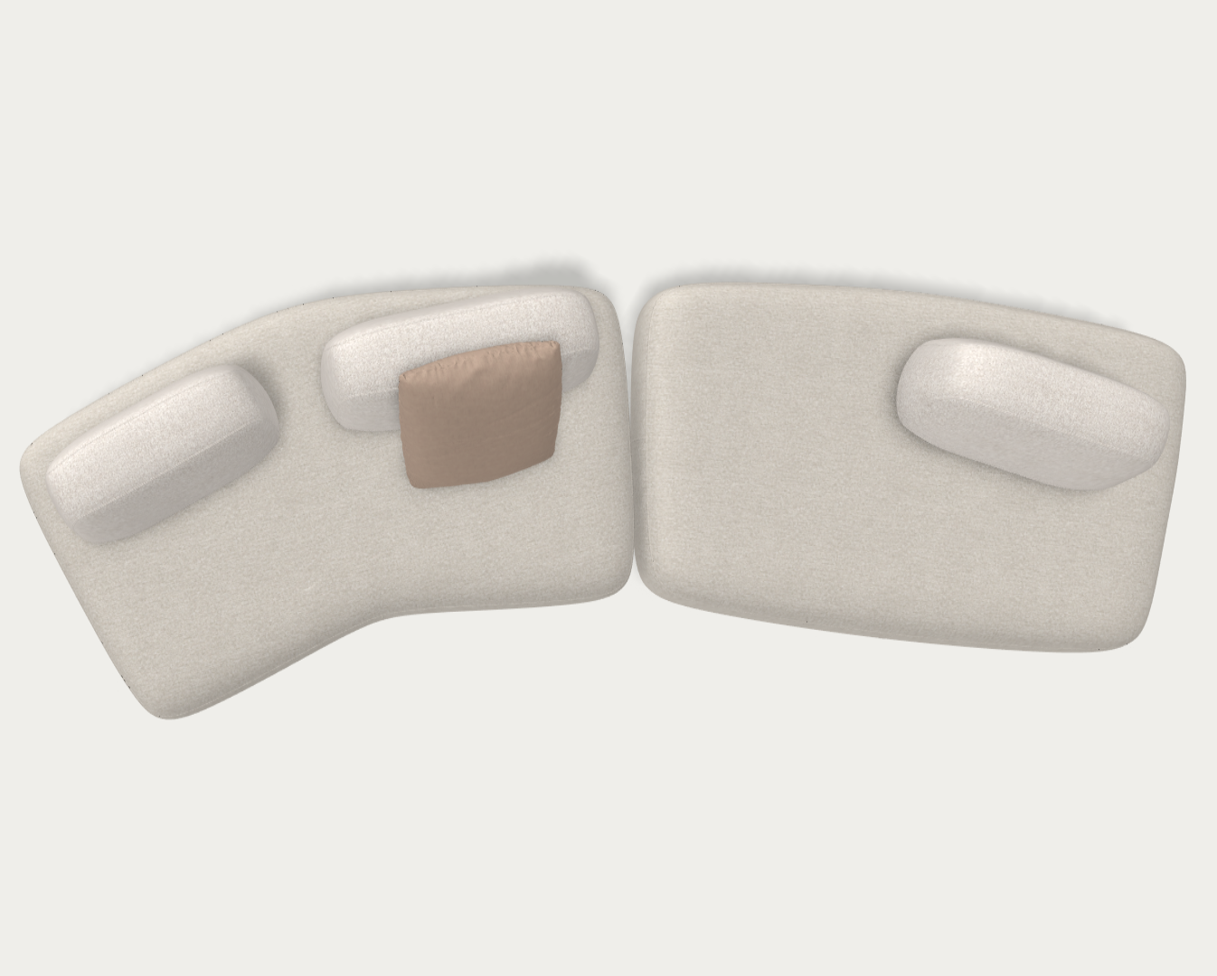 Art Nova, Curve sofa beige fabric with movable backrests and chaise longue