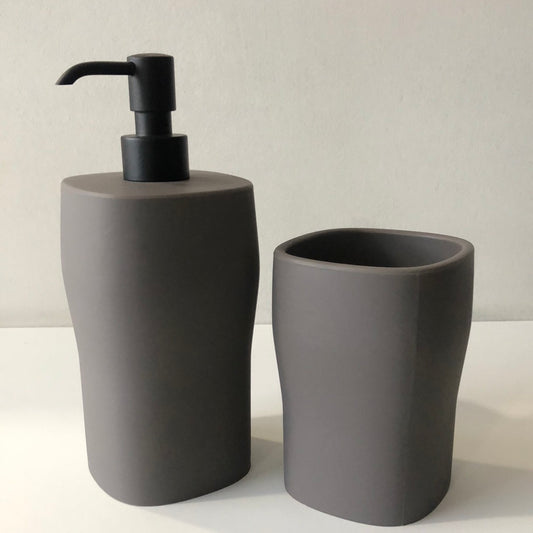 Geelli, Bicchiere portaspazzolino Grace in Gel colore tortora, Monica Graffeo, GGR-BIC-C20