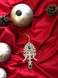 Enzo De Gasperi, Decorazione di Natale da appendere con gioiello dorato con pietra verde damasco, h13 cm