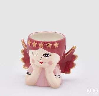 Enzo De Gasperi, vaso Angel con diadema, ceramica,  h 14,5 x l 11,5 x p 18 cm