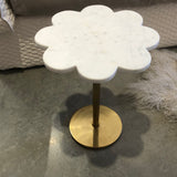 Abhika, Daisy S coffee table, white marble and brass, h48xd38 cm