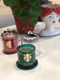 Enzo De Gasperi, candela Goldlily verde profumata con campana in vetro, Olive Flower, h 15 cm