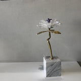 Abhika, Decorazione Flower Lixus, marmo, metallo e pietre preziose, H31xD17 cm