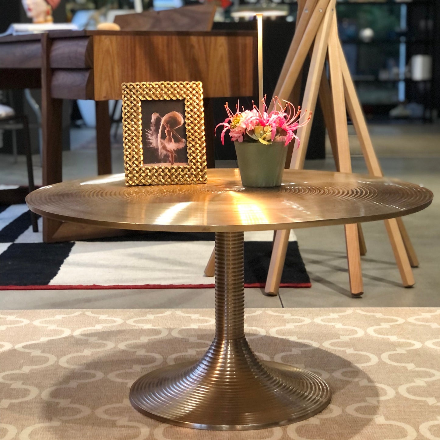 Abhika, Kampai coffee table, gold metal, H40xD77 cm