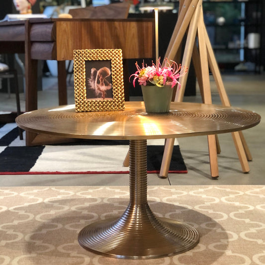 Abhika, Kampai coffee table, gold metal, H40xD77 cm