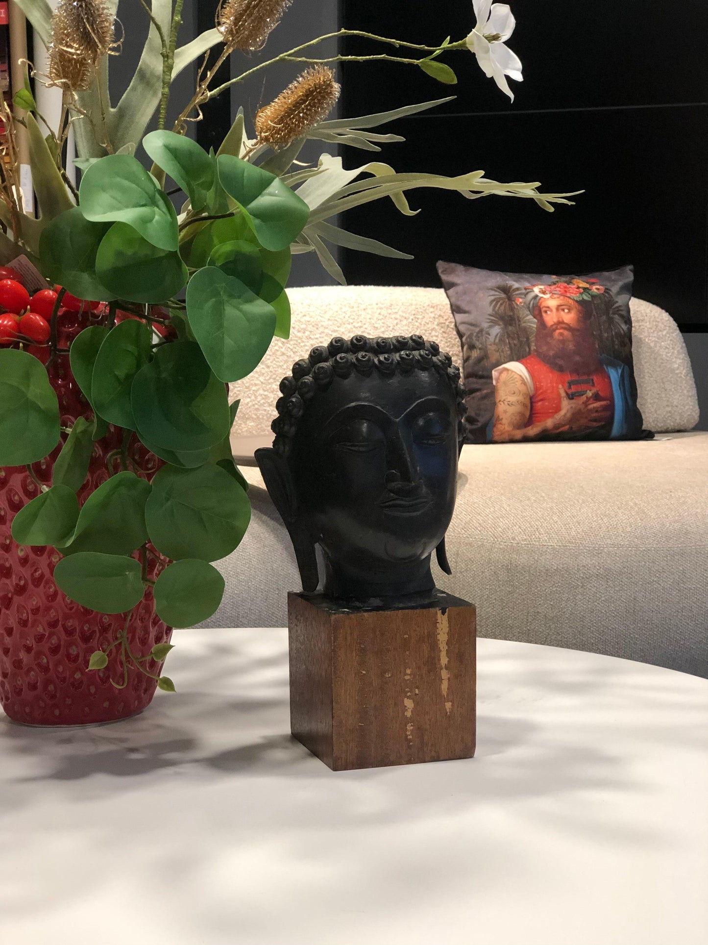 Thai black Buddha head statue