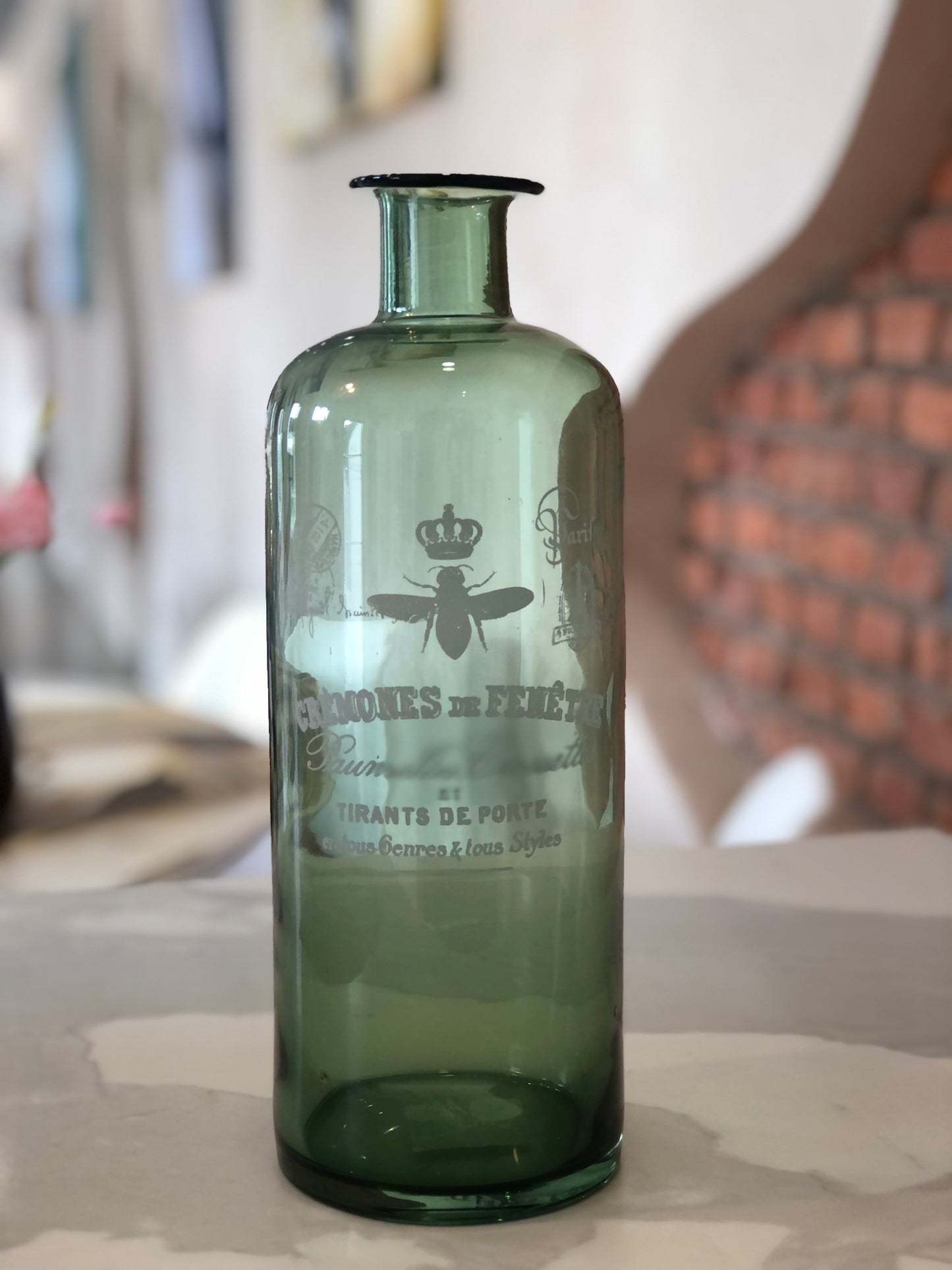 La Fabbrica del Verde, vaso vintage di vetro verde Cremones de Fenetre, VET252