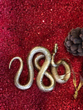 Enzo De Gasperi, set 2 decorazioni snake, resina oro,  h 12 cm