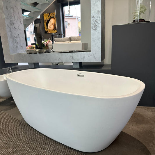 Ceramica Galassia, vasca freestanding Flow, 170x78xh54 cm, acrilico bianco opaco