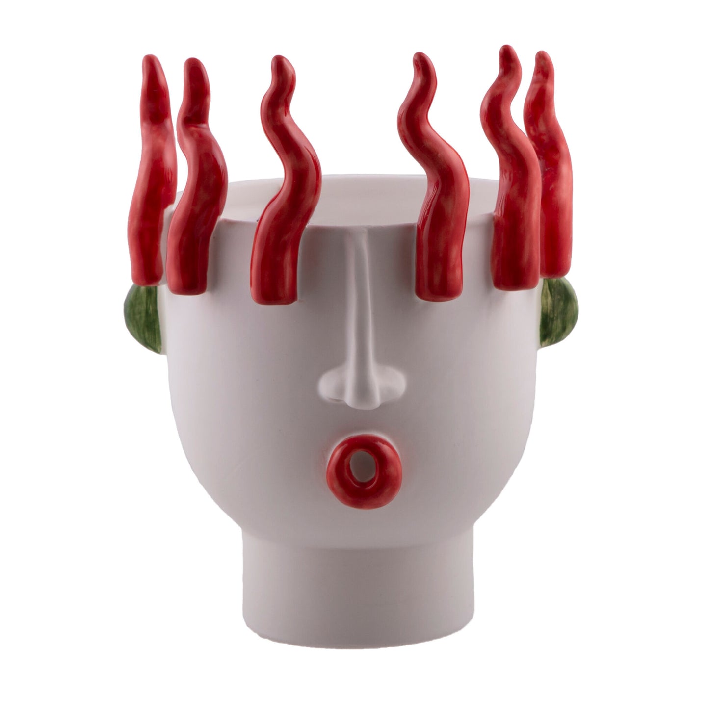 Patrizia Italiano, Vaso scultura siciliano TOTUCCIO con peperoncini fatto a mano in ceramica, medio