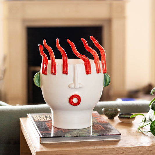 Patrizia Italiano, Vaso scultura siciliano TOTUCCIO con peperoncini fatto a mano in ceramica, medio