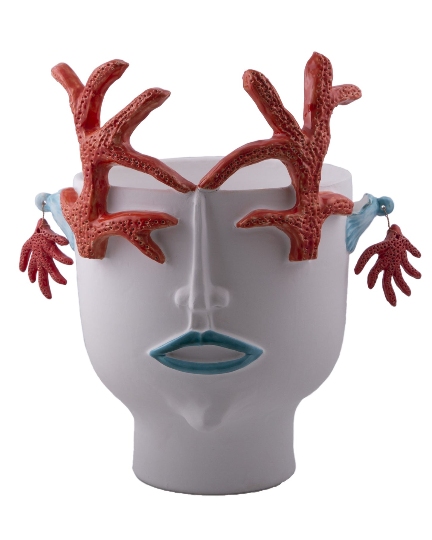 Patrizia Italiano, Vaso scultura siciliano LA CORALLINA CHE DIFENDE IL MARE fatto a mano in ceramica, medio