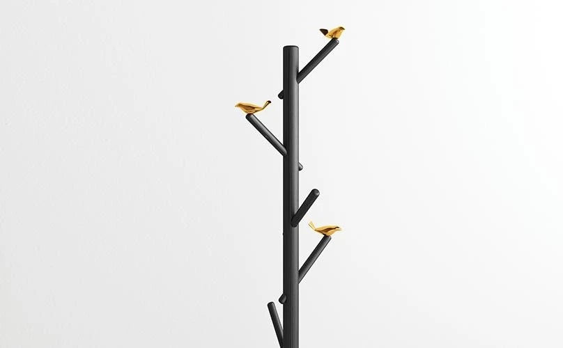 Minottiitalia, Appendiabiti da terra Bird Watch nero con uccellini ottone lucido