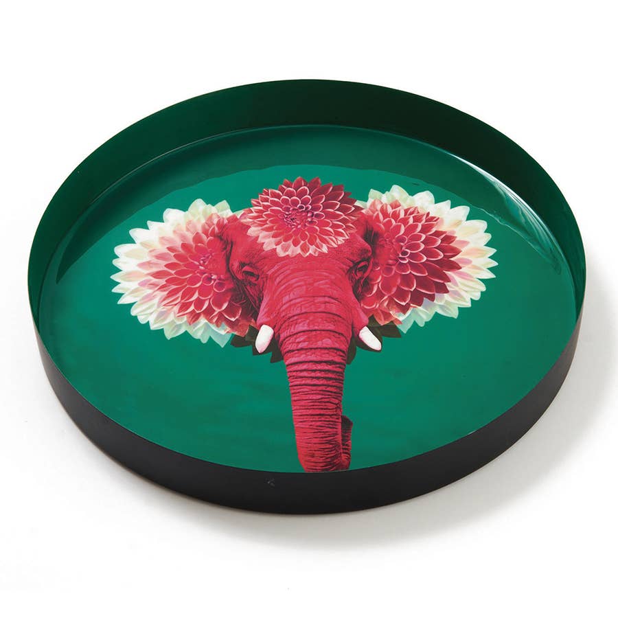 Gangzaï Design, Vassoio rotondo Pachiiii in ferro fatto a mano, elefante