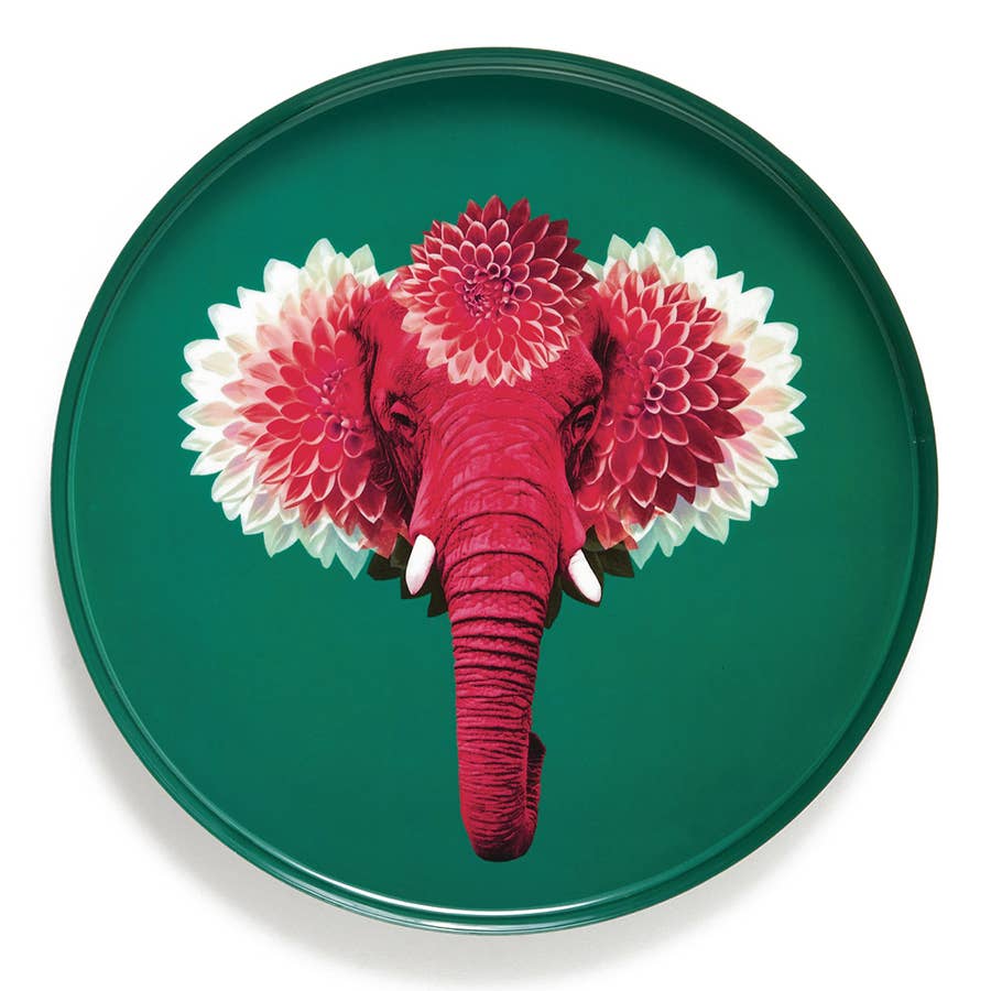 Gangzaï Design, Vassoio rotondo Pachiiii in ferro fatto a mano, elefante