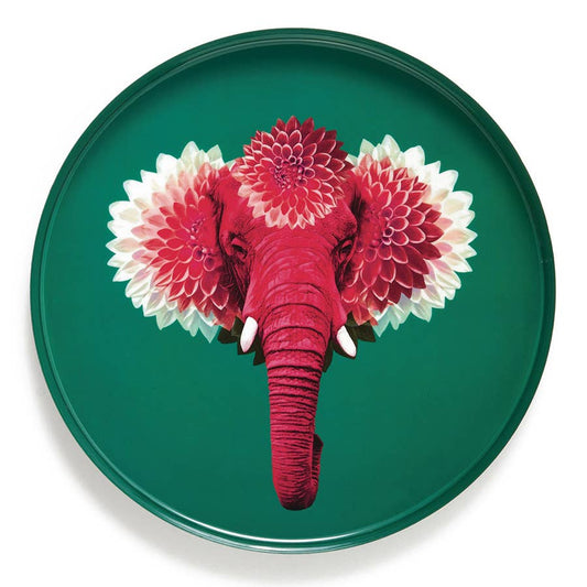 Gangzaï Design, Vassoio rotondo Pachiiii in ferro fatto a mano, elefante