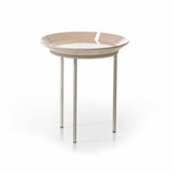 Gervasoni, Tavolino Brise 53 D46 cm, piano bianco e gamba metallo pearl