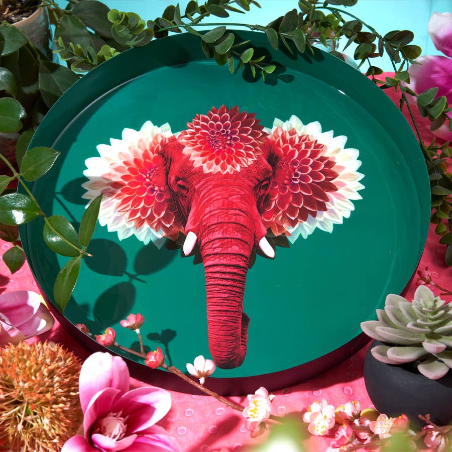 Gangzaï Design, Vassoio rotondo Pachiiii in ferro fatto a mano, elefante