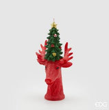 Enzo De Gasperi, candela natalizia renna con pino, h27xd14 cm
