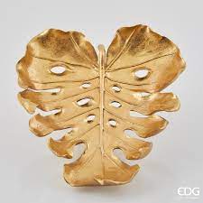 Enzo De Gasperi, piatto Monstera oro poly h3x29x24 cm