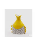 Enzo De Gasperi, vaso pesce testa h24x20x12, waterproof, ceramica lucida beige/giallo
