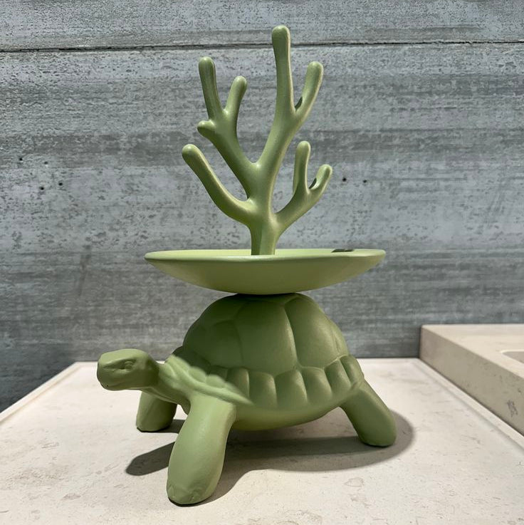 Qeeboo Turtle Carry XS JEWELRY TREE verde oliva, ceramica