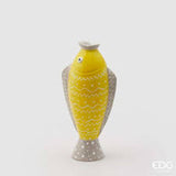 Enzo De Gasperi, vaso pesce h26x13x8, waterproof, ceramica lucida beige/giallo