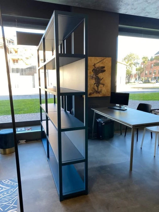 Fantin, libreria Frame, metallo goffrato blu oceano, h210xl212xp36 cm