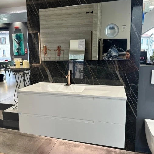 Casabath, mobile lavabo Modern laccato bianco opaco con top Monolith bianco e lavabo integrato l120 cm