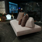 Art Nova, divano Filiph Air da 195x125 cm tecnonabuk rosa con schienali mobili, cuscini e poggiareni