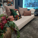 Art Nova, divano Filiph Air da 195x125 cm tecnonabuk rosa con schienali mobili, cuscini e poggiareni