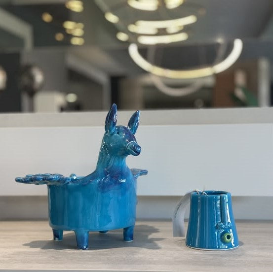 Patrizia Italiano, vaso Picciuteddino azzurro piccolo fatto a mano in ceramica