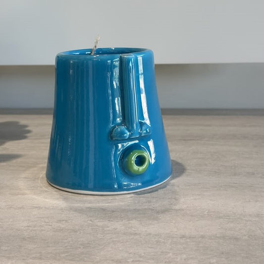 Patrizia Italiano, vaso Picciuteddino azzurro piccolo fatto a mano in ceramica