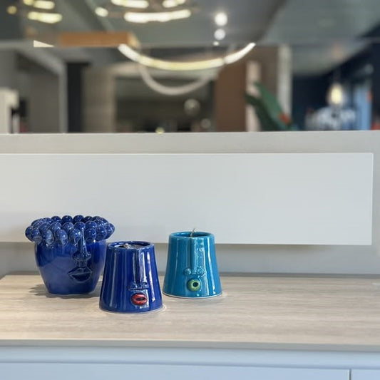 Patrizia Italiano, vaso Picciuteddino blu piccolo fatto a mano in ceramica