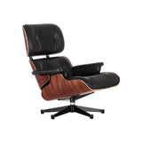 Archilab, poltrona lounge chair Eames, scocca legno palissandro e rivestimento in pelle nera