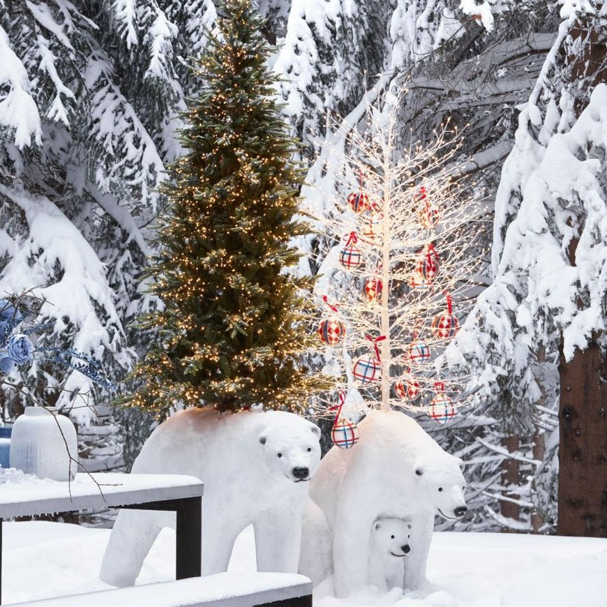Enzo De Gasperi, base albero di Natale orso polare bianco per abete, h85xl108xp61 cm