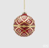 Enzo De Gasperi, palla di Natale rombi vetro rossa/oro contenitive, d8 cm