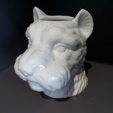 Enzo De Gasperi, vaso cane Schnauzer, ceramica bianca, h20 x 15 cm