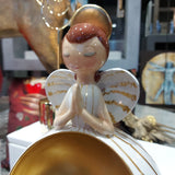 Enzo De Gasperi, portacandela angelo in ceramica, h31 x d18 cm